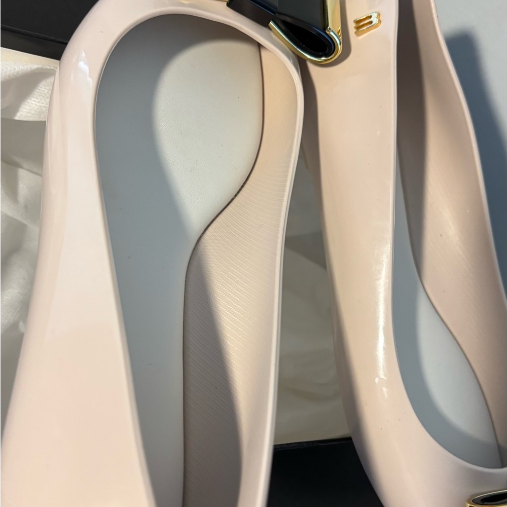 Melissa Cream Flats with Gold Accent